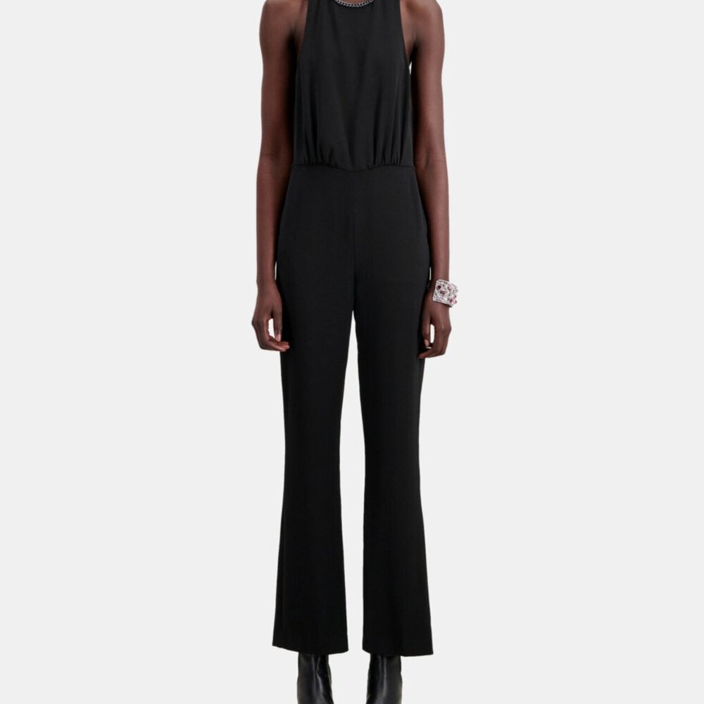 NWT | The Kooples Black Halter Crepe Jumpsuit, French Size 1, US Size S/4